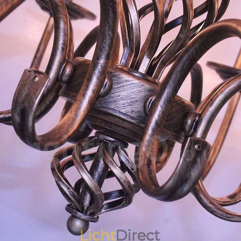 6-lichts rustieke retro vintage zwart-witte hangende kaarskroonluchter