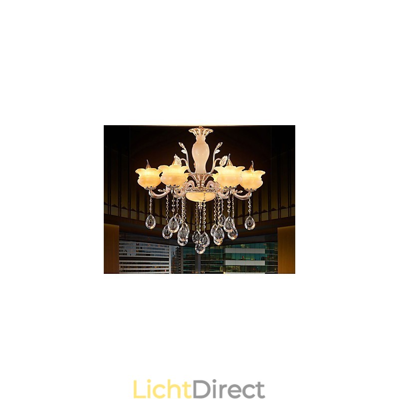 Jade Kristallen Hanglamp Kaars Stijl Kroonluchter