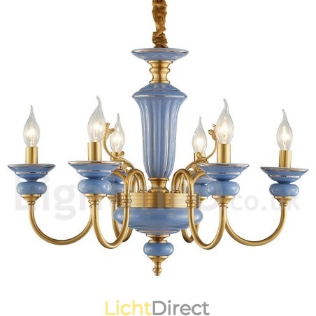 Retro Vintage Messing Keramiek Hangende Kaars Kroonluchter