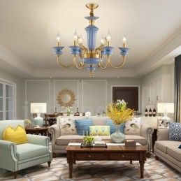 Retro Vintage Messing Keramiek Hangende Kaars Kroonluchter