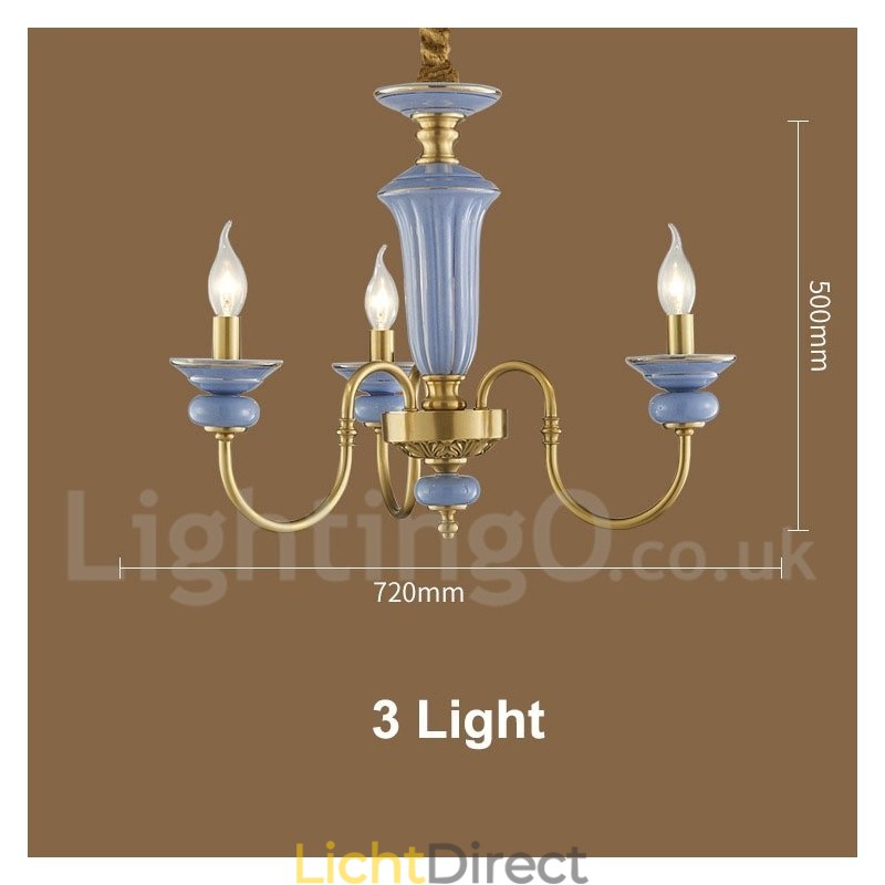 Retro Vintage Messing Keramiek Hangende Kaars Kroonluchter