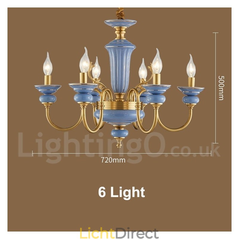 Retro Vintage Messing Keramiek Hangende Kaars Kroonluchter