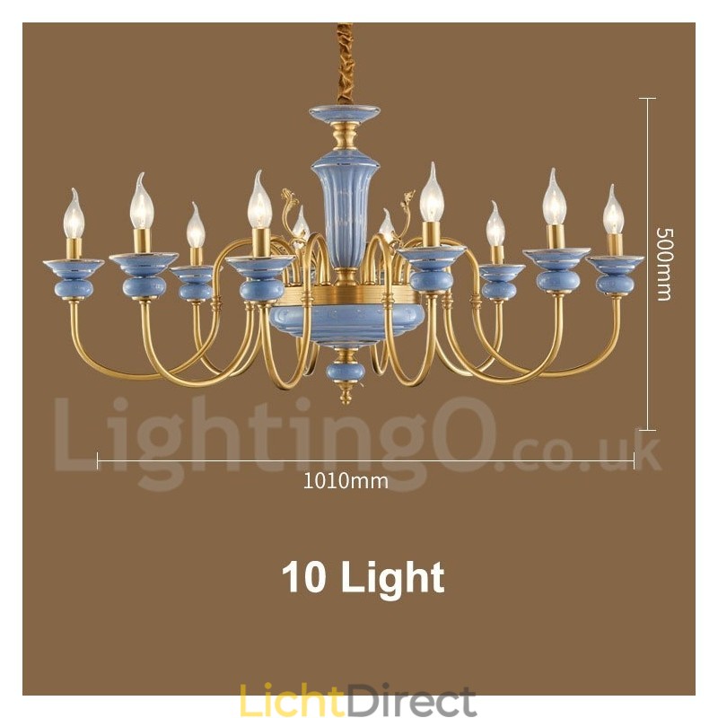 Retro Vintage Messing Keramiek Hangende Kaars Kroonluchter