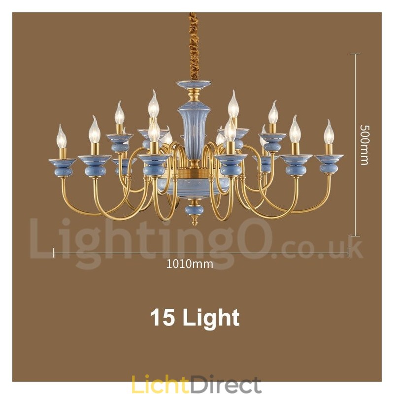 Retro Vintage Messing Keramiek Hangende Kaars Kroonluchter