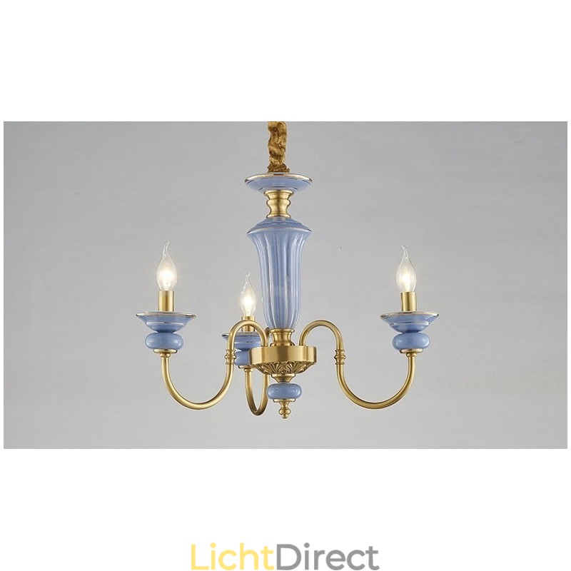 Retro Vintage Messing Keramiek Hangende Kaars Kroonluchter