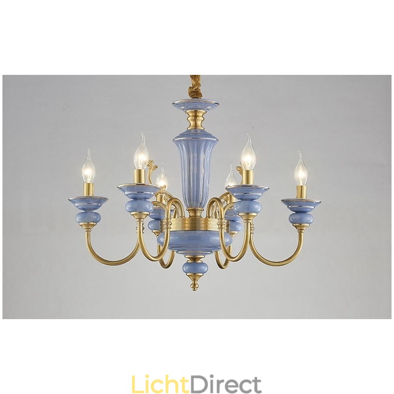 Retro Vintage Messing Keramiek Hangende Kaars Kroonluchter