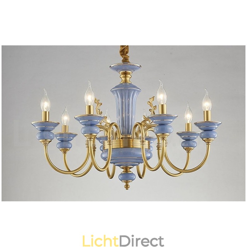 Retro Vintage Messing Keramiek Hangende Kaars Kroonluchter