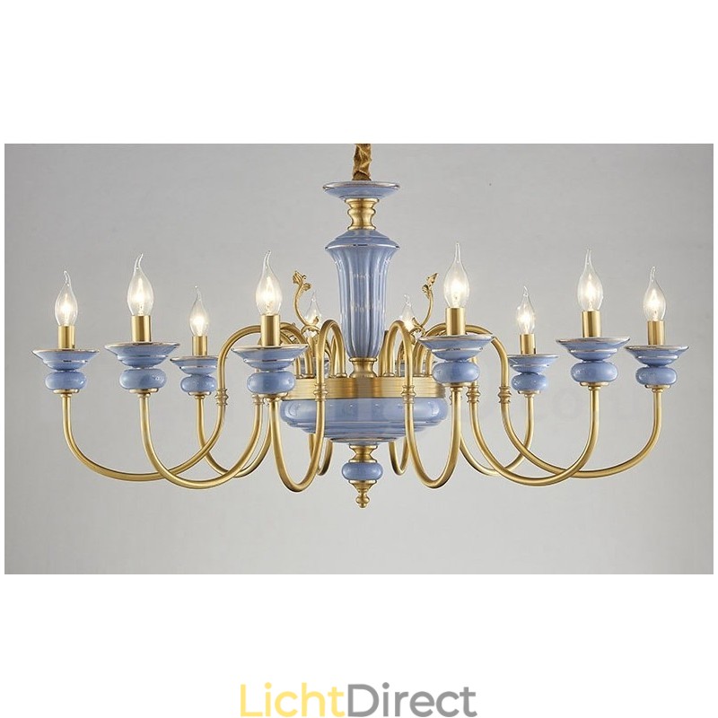 Retro Vintage Messing Keramiek Hangende Kaars Kroonluchter