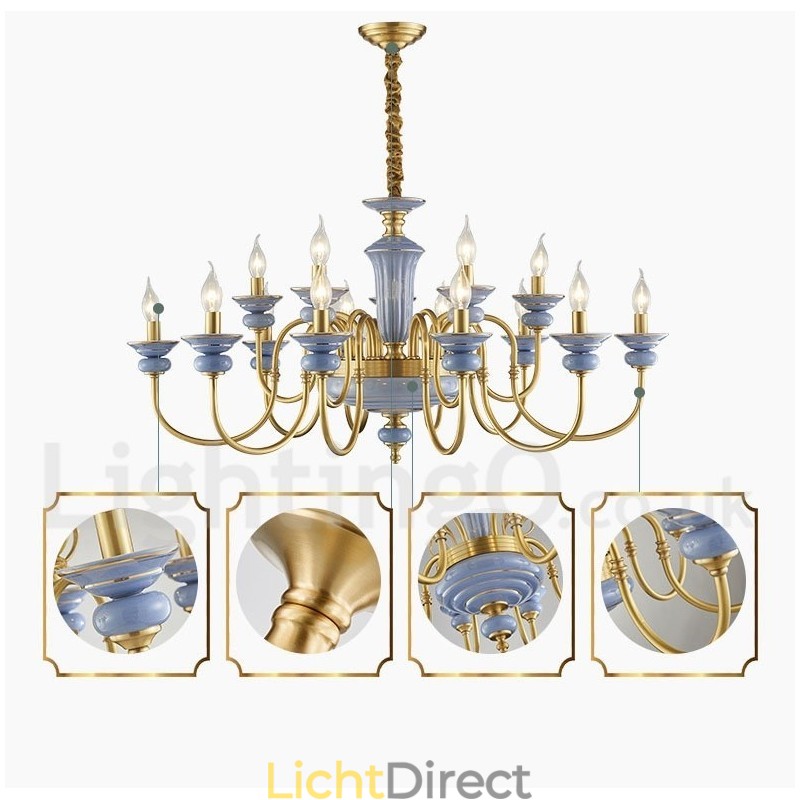 Retro Vintage Messing Keramiek Hangende Kaars Kroonluchter