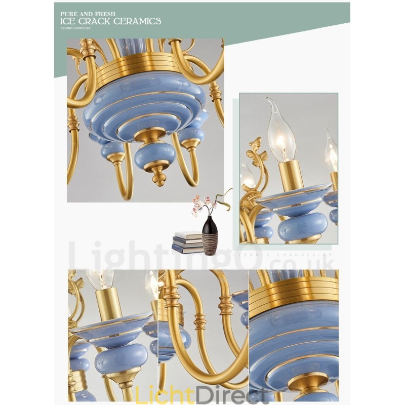 Retro Vintage Messing Keramiek Hangende Kaars Kroonluchter