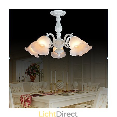 Inbouwlamp met vijf lampen, wit, Europees, retro, klassiek