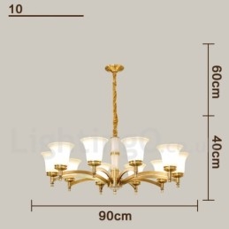 Puur messing luxe rustieke retro vintage messing stenen hanger kaars kroonluchter met glazen kappen