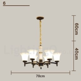 Puur messing luxe rustieke retro vintage messing stenen hanger kaars kroonluchter met glazen kappen