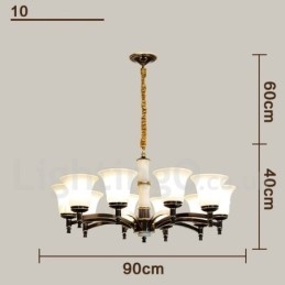 Puur messing luxe rustieke retro vintage messing stenen hanger kaars kroonluchter met glazen kappen