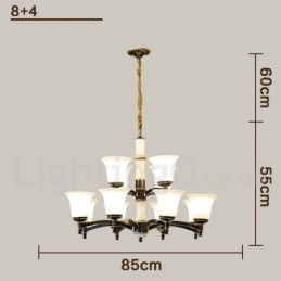 Puur messing luxe rustieke retro vintage messing stenen hanger kaars kroonluchter met glazen kappen