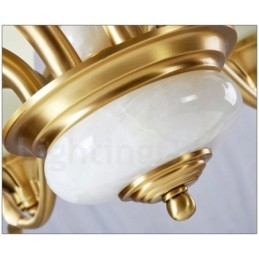 Puur messing luxe rustieke retro vintage messing stenen hanger kaars kroonluchter met glazen kappen