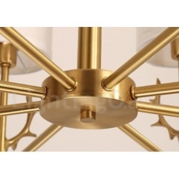 Luxe rustieke retro vintage kroonluchter van puur messing met hangkaars en stoffen kappen