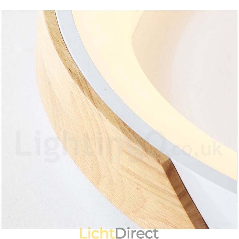 Dimbare ronde plafondlamp van hout met meerdere kleuren en acryl kap Plafondlamp in Scandinavische stijl
