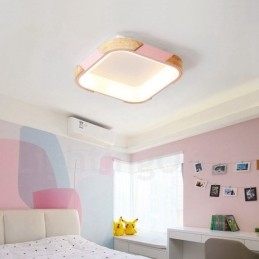Dimbare veelkleurige vierkante houten plafondlamp met acryl kap Plafondlamp Scandinavische stijl