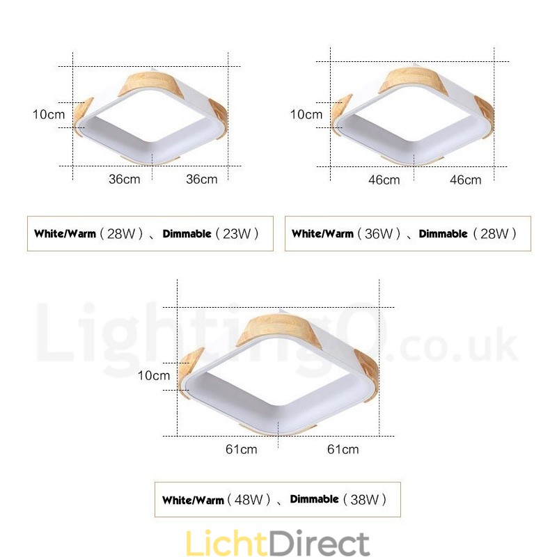 Dimbare veelkleurige vierkante houten plafondlamp met acryl kap Plafondlamp Scandinavische stijl