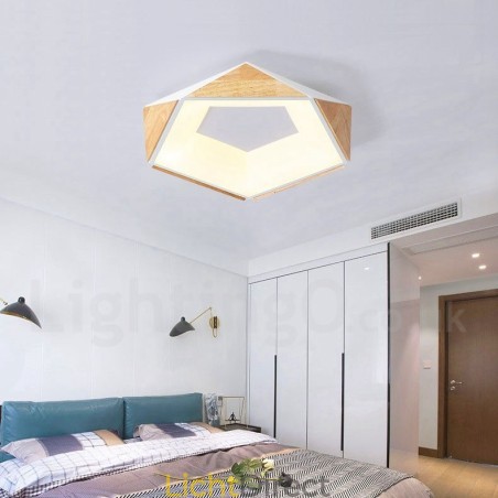 Dimbare Multi Colours Pentagon Houten Plafondlamp met Acryl Kap Plafondlamp Scandinavische Stijl Dimbare Multi Colours Pentagon Houten Plafondlamp met Acryl Kap Plafondlamp Scandinavische Stijl