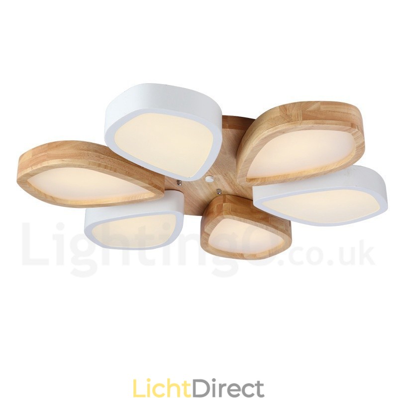 Dimbare ultradunne Petal Wood plafondlamp met acryl kap Plafondlamp Scandinavische stijl