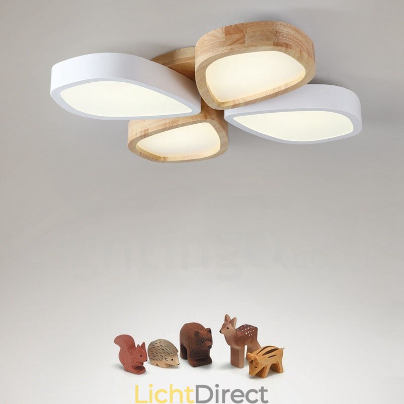 Dimbare ultradunne Petal Wood plafondlamp met acryl kap Plafondlamp Scandinavische stijl