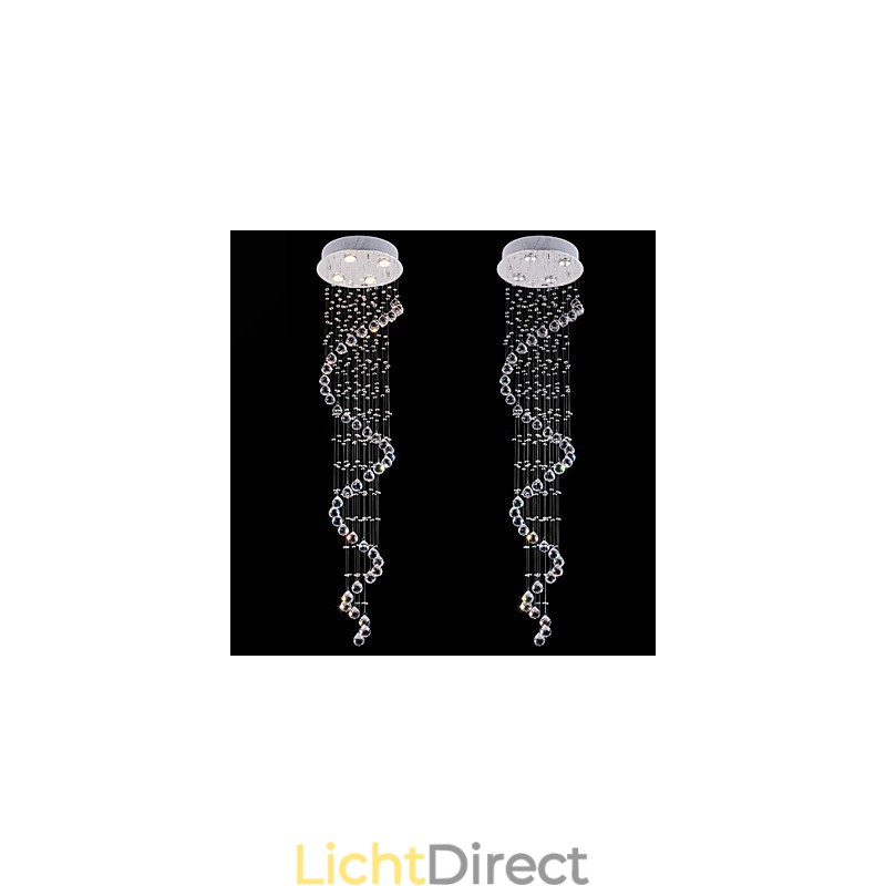 Kristallen hanglamp kroonluchter verlichting 4 lampen zilveren luifel helder K9 kristal helix plafondlampen H150CM