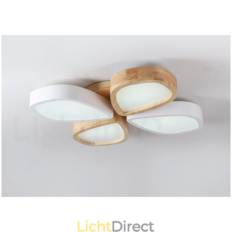 Dimbare ultradunne Petal Wood plafondlamp met acryl kap Plafondlamp Scandinavische stijl
