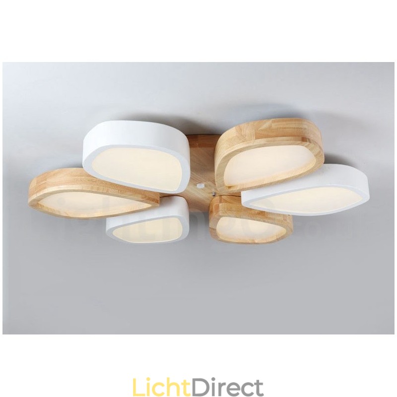 Dimbare ultradunne Petal Wood plafondlamp met acryl kap Plafondlamp Scandinavische stijl