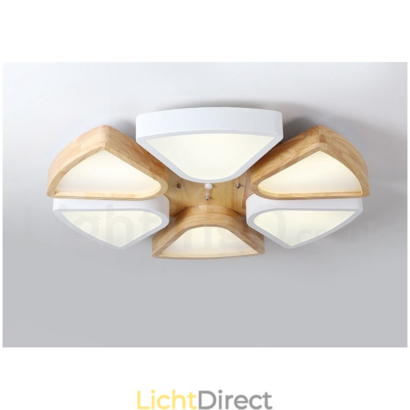 Dimbare ultradunne Petal Wood plafondlamp met acryl kap Plafondlamp Scandinavische stijl