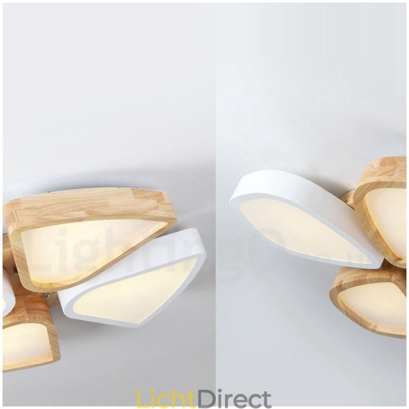 Dimbare ultradunne Petal Wood plafondlamp met acryl kap Plafondlamp Scandinavische stijl