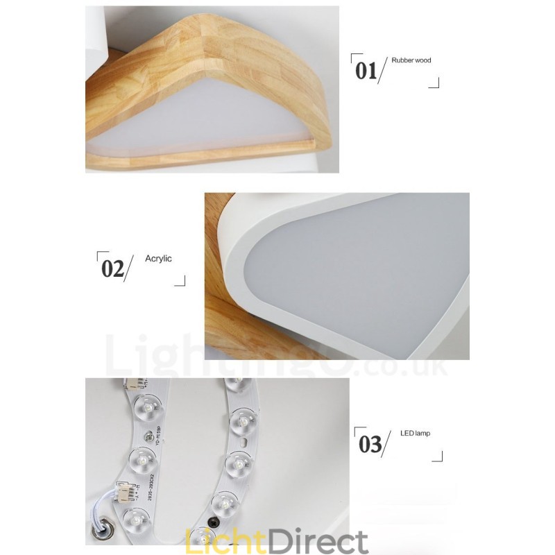 Dimbare ultradunne Petal Wood plafondlamp met acryl kap Plafondlamp Scandinavische stijl