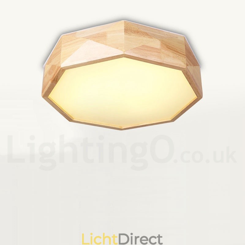 Dimbare plafondlamp van hout met acryl kap Plafondlamp in Scandinavische stijl