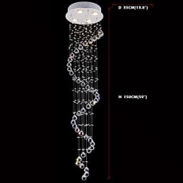 Kristallen hanglamp kroonluchter verlichting 4 lampen zilveren luifel helder K9 kristal helix plafondlampen H150CM
