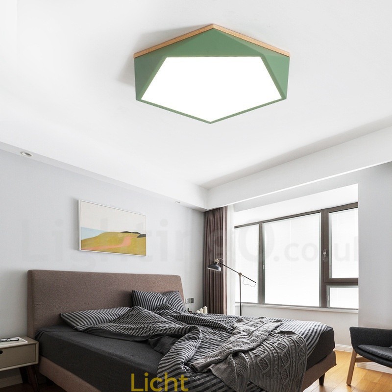 Dimbare Macaron Multi Colours Houten Plafondlamp met Acryl Kap Plafondlamp Scandinavische Stijl