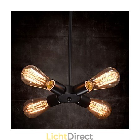 Hanglamp 4 lampen landelijke stijl smeedijzer Hanglamp 4 lampen landelijke stijl smeedijzer