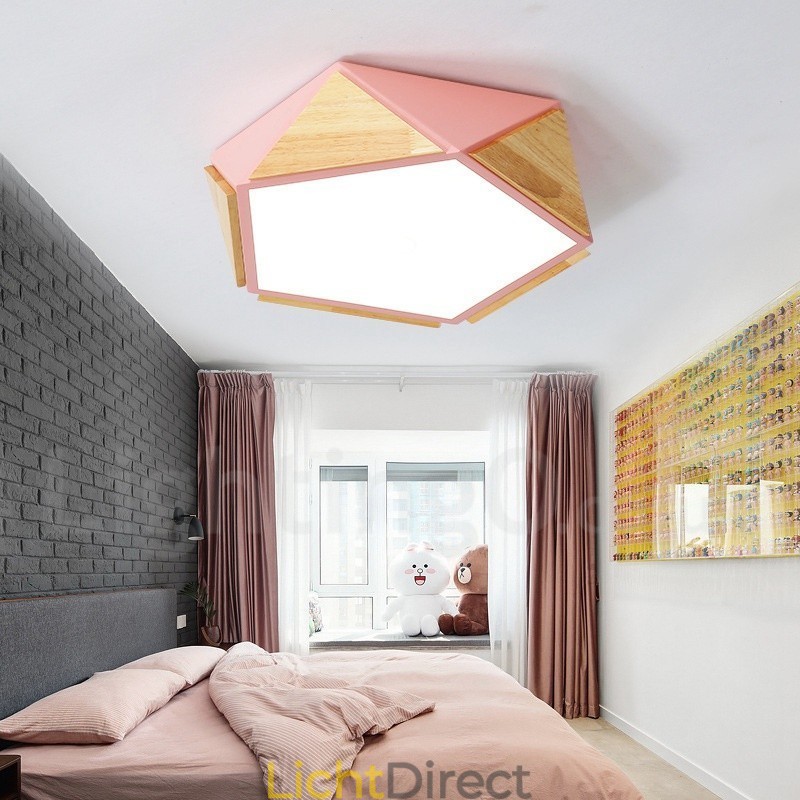 Dimbare Macaron Multi Colours Houten Plafondlamp met Acryl Kap Plafondlamp Scandinavische Stijl