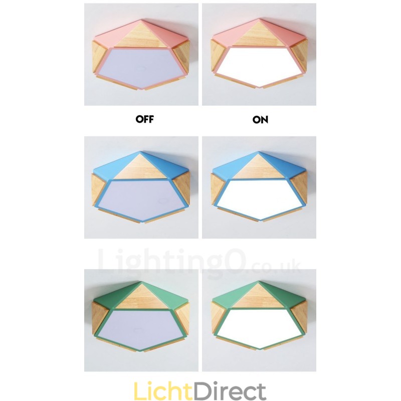 Dimbare Macaron Multi Colours Houten Plafondlamp met Acryl Kap Plafondlamp Scandinavische Stijl