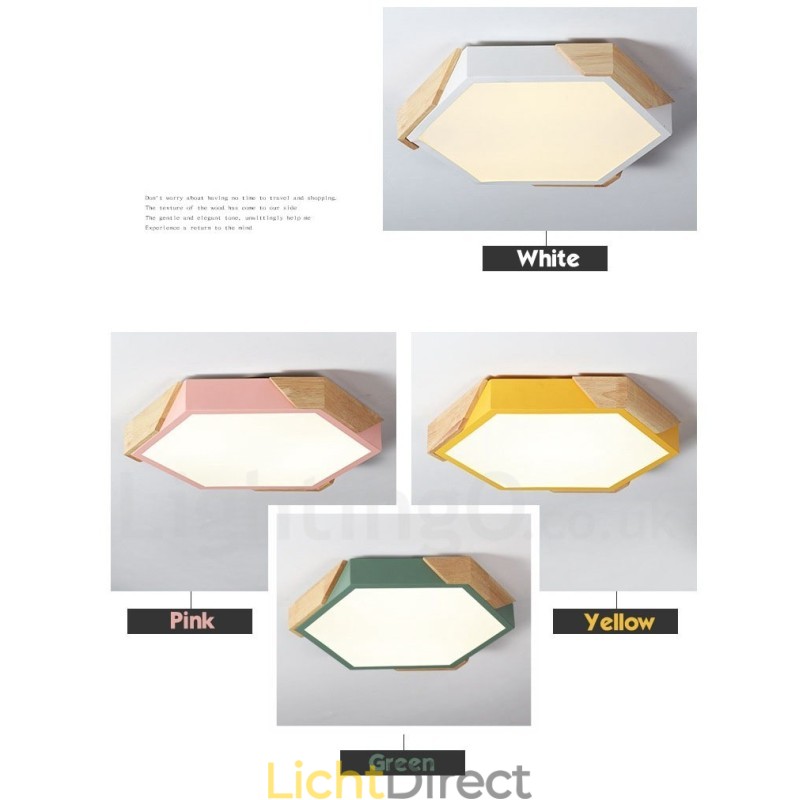 Dimbare Macaron Ultradunne Multi Colours Houten Plafondlamp met Acryl Kap Plafondlamp Scandinavische Stijl