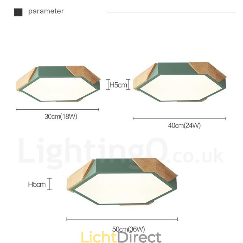 Dimbare Macaron Ultradunne Multi Colours Houten Plafondlamp met Acryl Kap Plafondlamp Scandinavische Stijl