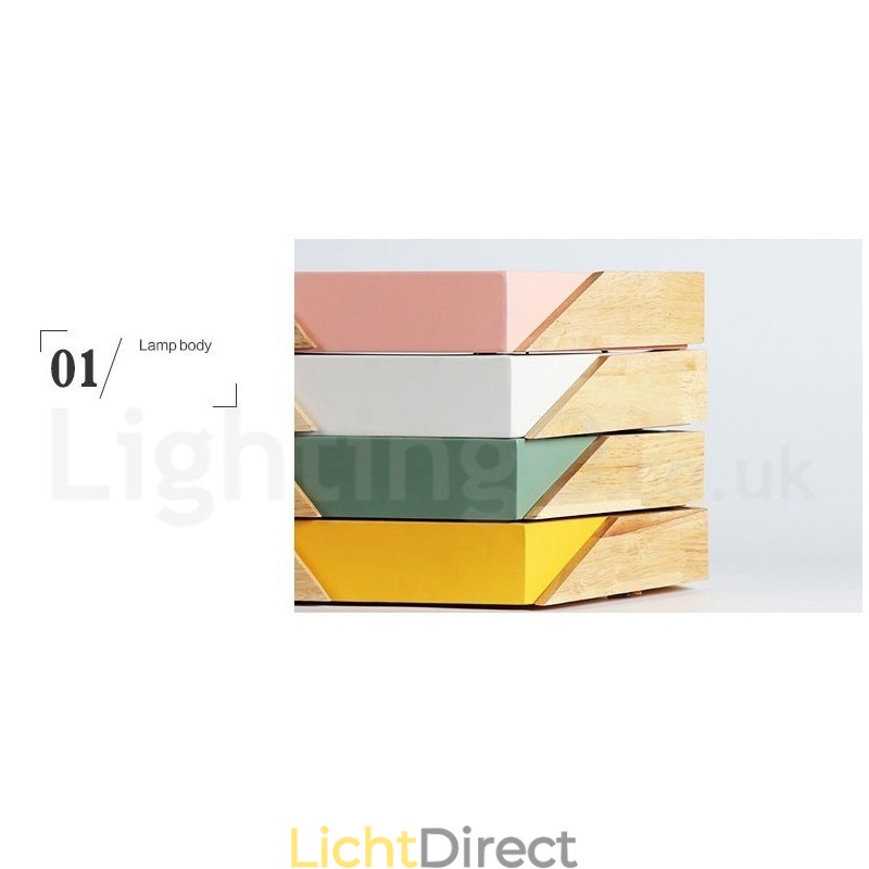 Dimbare Macaron Ultradunne Multi Colours Houten Plafondlamp met Acryl Kap Plafondlamp Scandinavische Stijl
