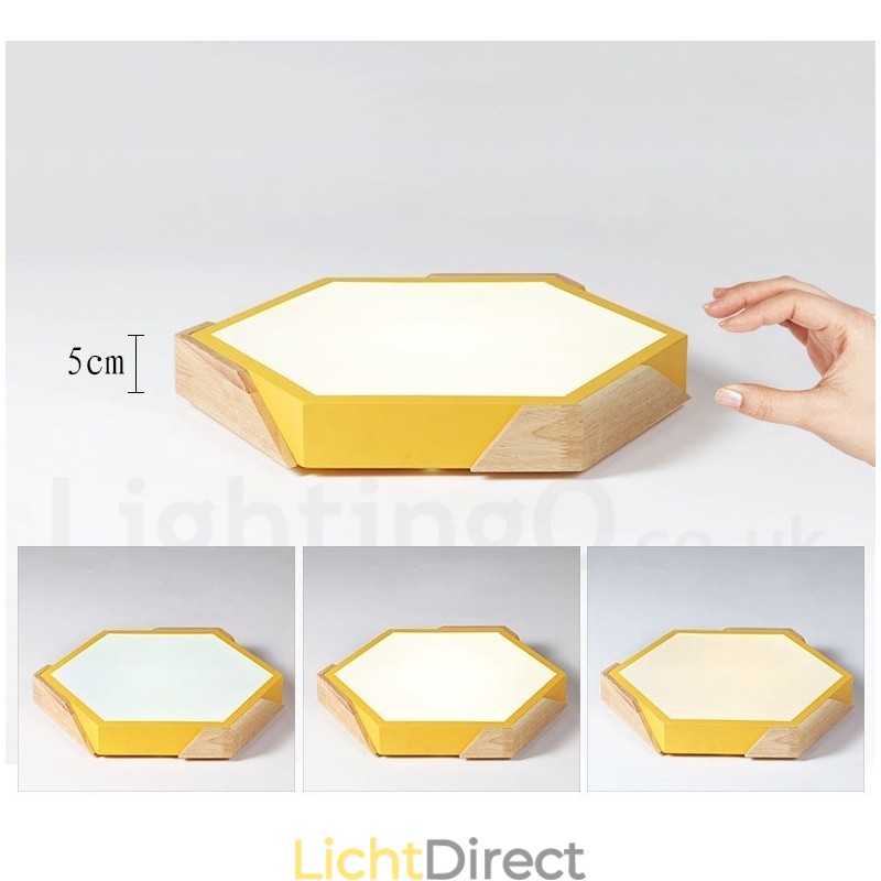 Dimbare Macaron Ultradunne Multi Colours Houten Plafondlamp met Acryl Kap Plafondlamp Scandinavische Stijl