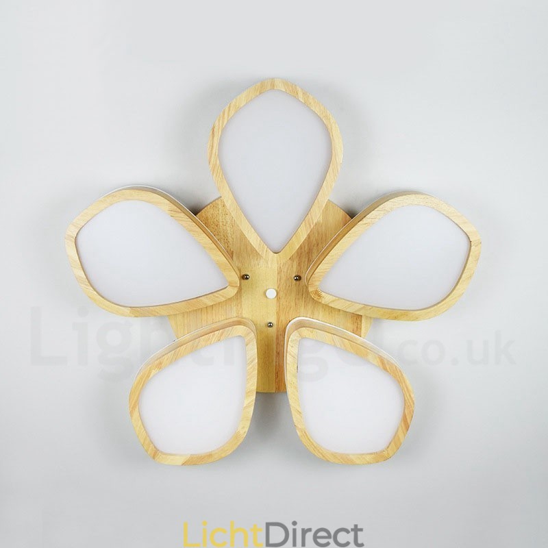 Houten Bloemblaadje Plafondlamp met Acryl Kap Plafondlamp Scandinavische Stijl