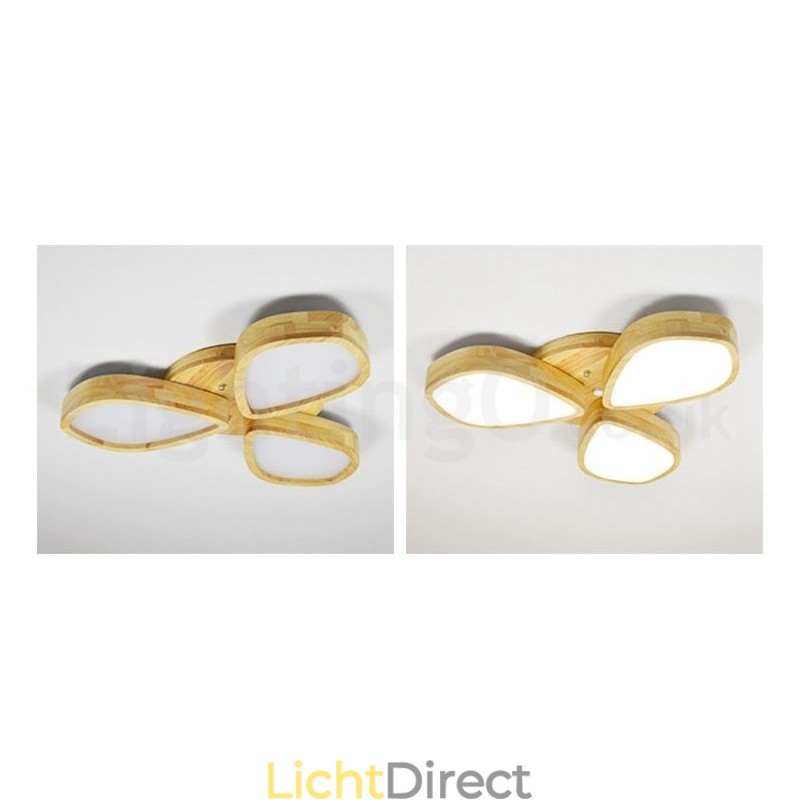 Houten Bloemblaadje Plafondlamp met Acryl Kap Plafondlamp Scandinavische Stijl
