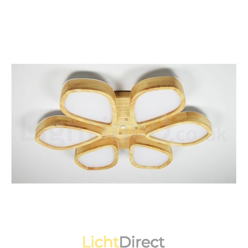 Houten Bloemblaadje Plafondlamp met Acryl Kap Plafondlamp Scandinavische Stijl