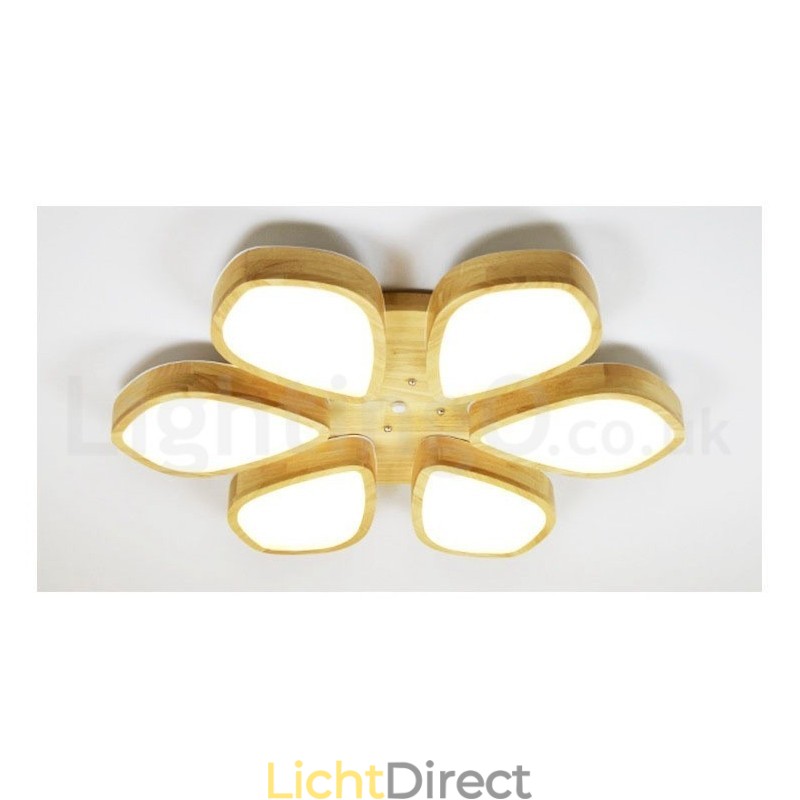 Houten Bloemblaadje Plafondlamp met Acryl Kap Plafondlamp Scandinavische Stijl