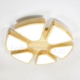 Houten Bloemblaadje Plafondlamp met Acryl Kap Plafondlamp Scandinavische Stijl