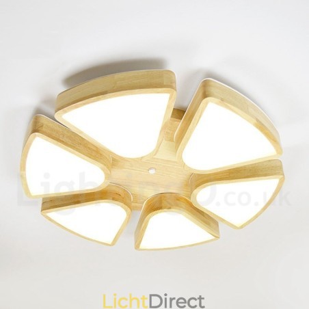 Houten Bloemblaadje Plafondlamp met Acryl Kap Plafondlamp Scandinavische Stijl Houten Bloemblaadje Plafondlamp met Acryl Kap Plafondlamp Scandinavische Stijl