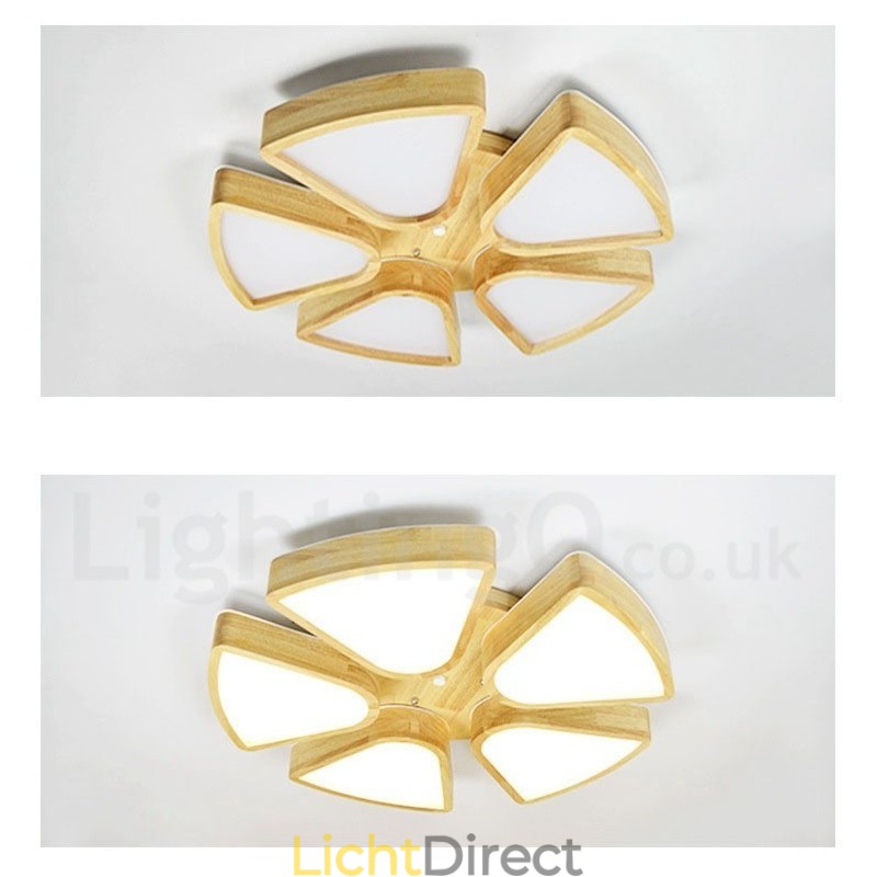Houten Bloemblaadje Plafondlamp met Acryl Kap Plafondlamp Scandinavische Stijl